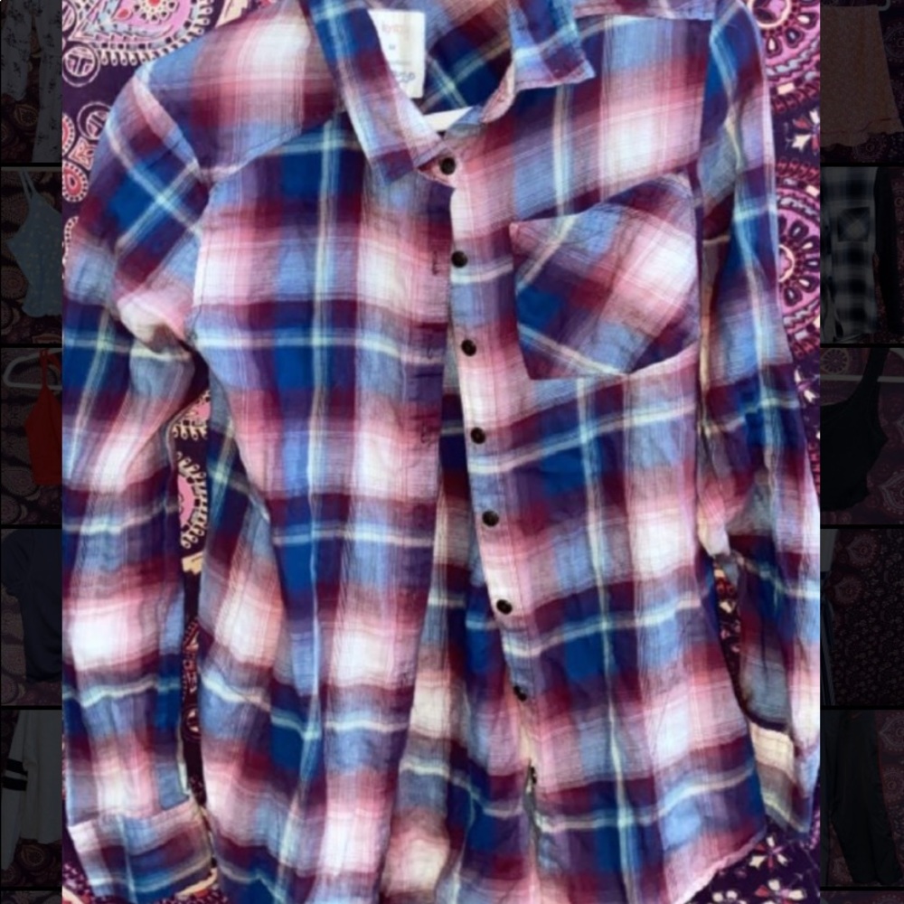 Red, white, blue plaid.